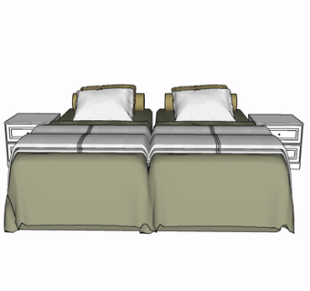 现代布艺双人床su模型