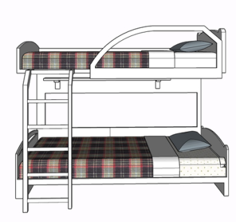 现代实木儿童床su模型