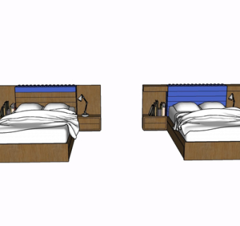 现代实木单人床su模型