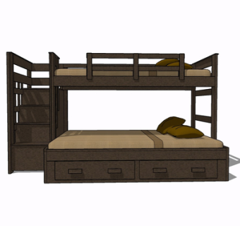 现代实木儿童床su模型