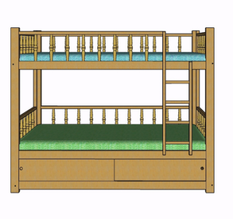 现代实木儿童床su模型