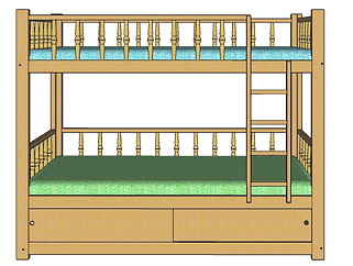 现代实木儿童床su模型
