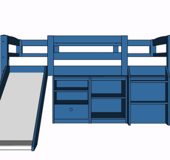 现代实木儿童床su模型