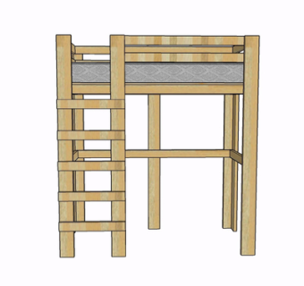 现代实木儿童床su模型
