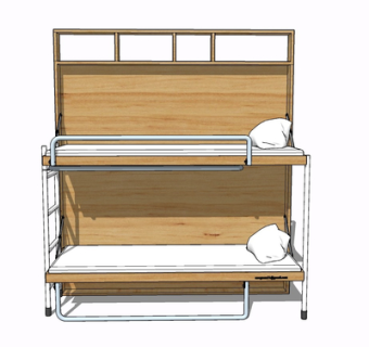 现代实木儿童床su模型