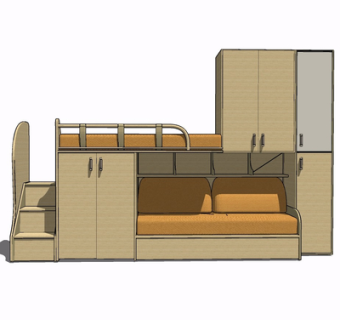 现代实木儿童床su模型