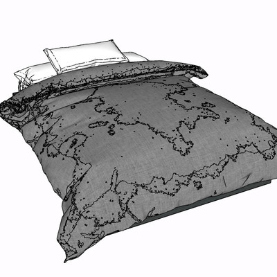 现代布艺双人床su模型