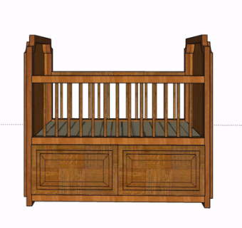 现代实木儿童床su模型