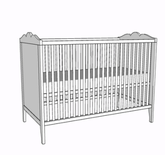 现代实木儿童床su模型