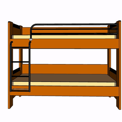 现代实木儿童床su模型