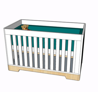 现代实木儿童床su模型