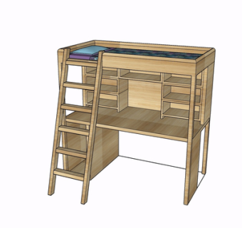 现代实木儿童床su模型