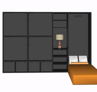现代实木衣柜su模型