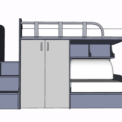 现代实木儿童床su模型