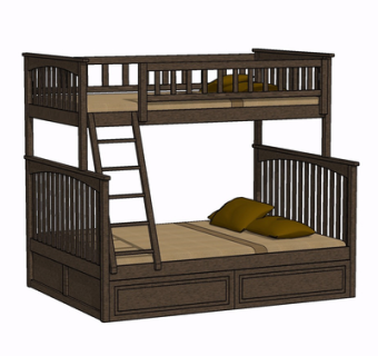 现代实木儿童床su模型