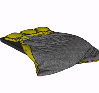 现代布艺双人床su模型