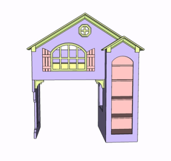 现代实木儿童床su模型