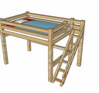 现代实木儿童床su模型