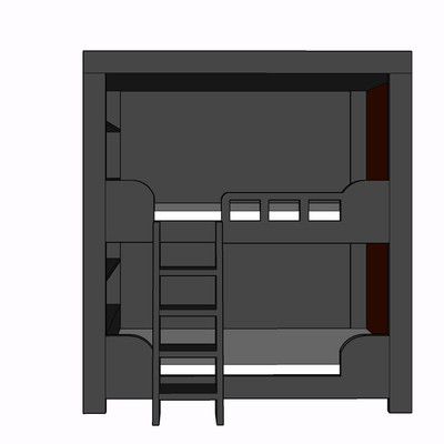 现代实木儿童床su模型