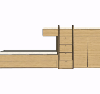 现代实木儿童床su模型