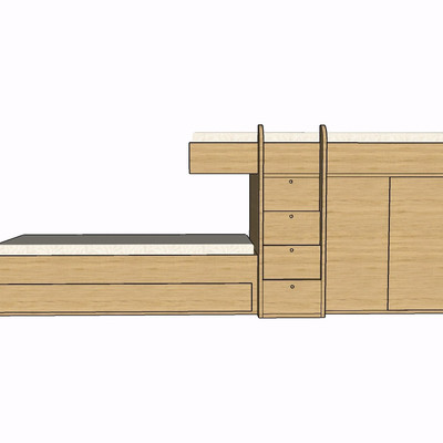现代实木儿童床su模型