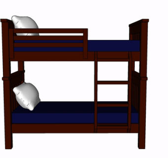 现代实木儿童床su模型