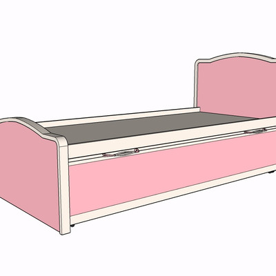 现代实木单人床su模型