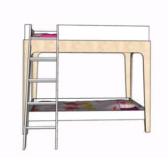 现代实木儿童床su模型