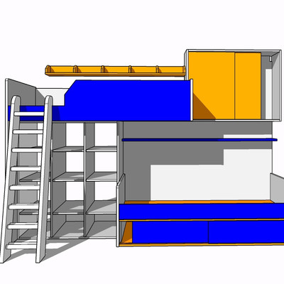 现代实木儿童床su模型