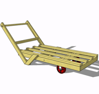 现代实木小推车su模型