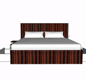 现代实木双人床su模型