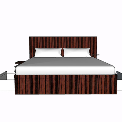 现代实木双人床su模型