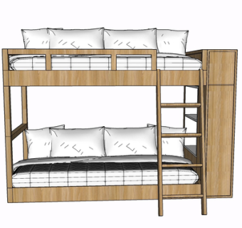 现代实木儿童床su模型