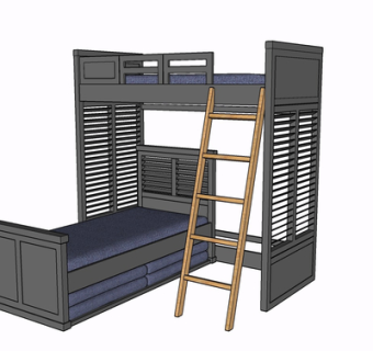 现代实木儿童床su模型
