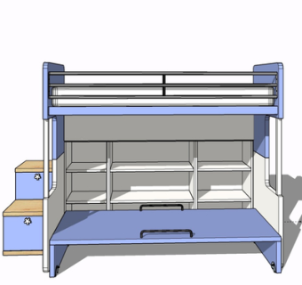 现代实木儿童床su模型