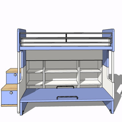 现代实木儿童床su模型