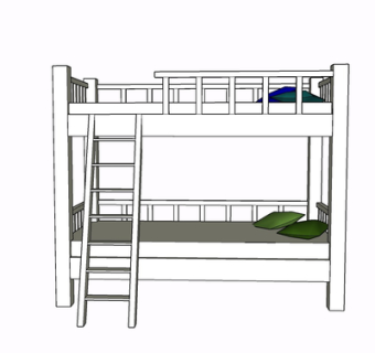 现代实木儿童床su模型