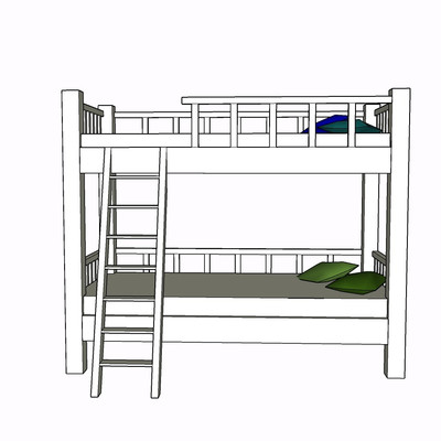 现代实木儿童床su模型
