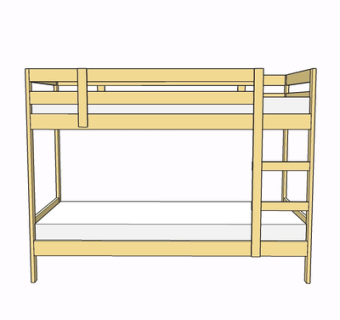 现代实木儿童床su模型