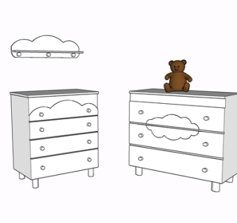 现代实木边柜su模型