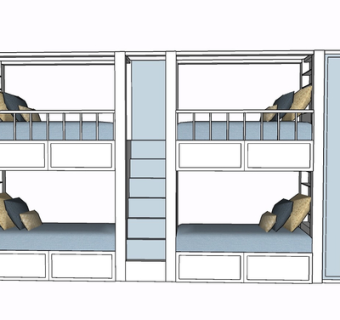 现代实木儿童床su模型