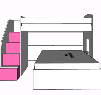 现代实木儿童床su模型