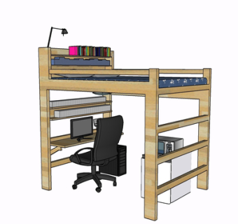 现代实木儿童床su模型