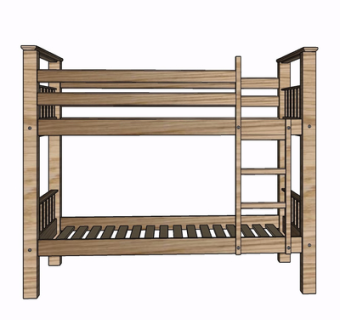 现代实木儿童床su模型