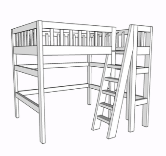 现代实木儿童床su模型