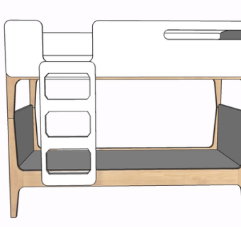 现代实木儿童床su模型