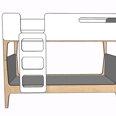 现代实木儿童床su模型