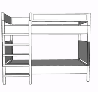 现代实木儿童床su模型