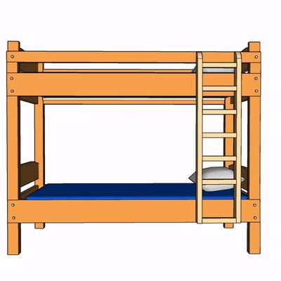 现代实木儿童床su模型
