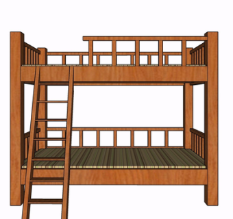 现代实木儿童床su模型